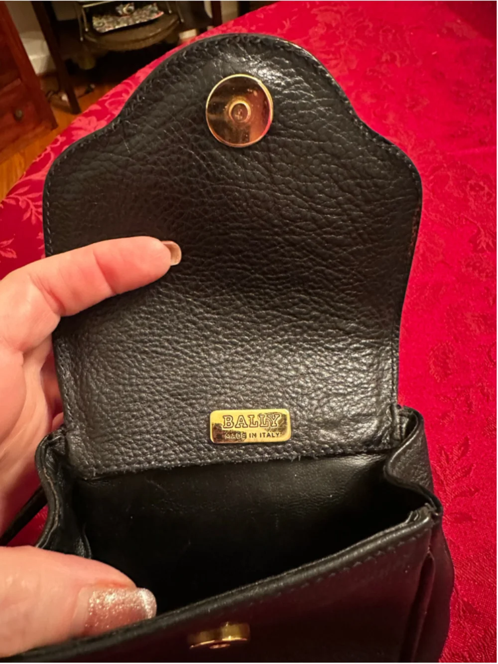 Bally Black Leather Mini Crossbody Bag with Gold Hardware